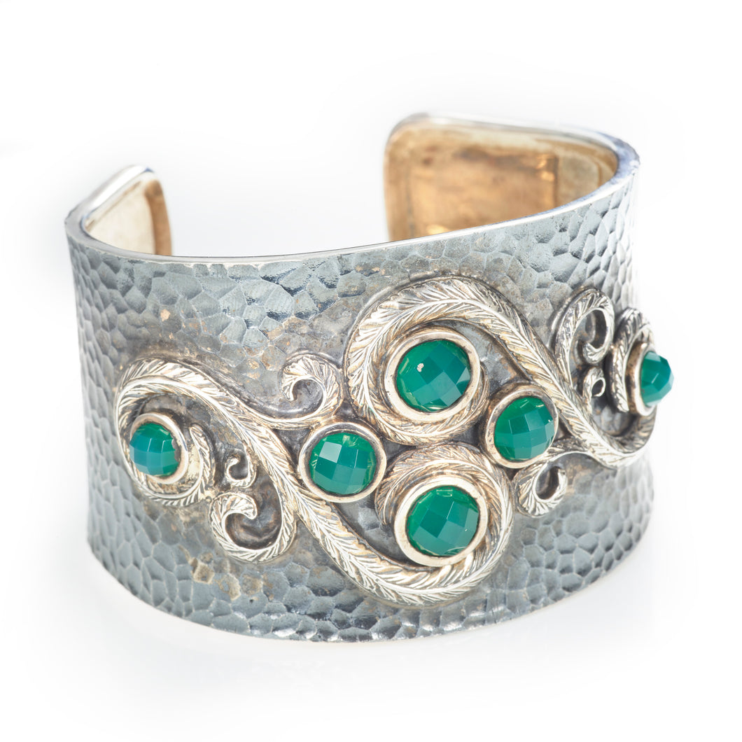 Sterling Silver and Green Onyx Cuff Bracelet