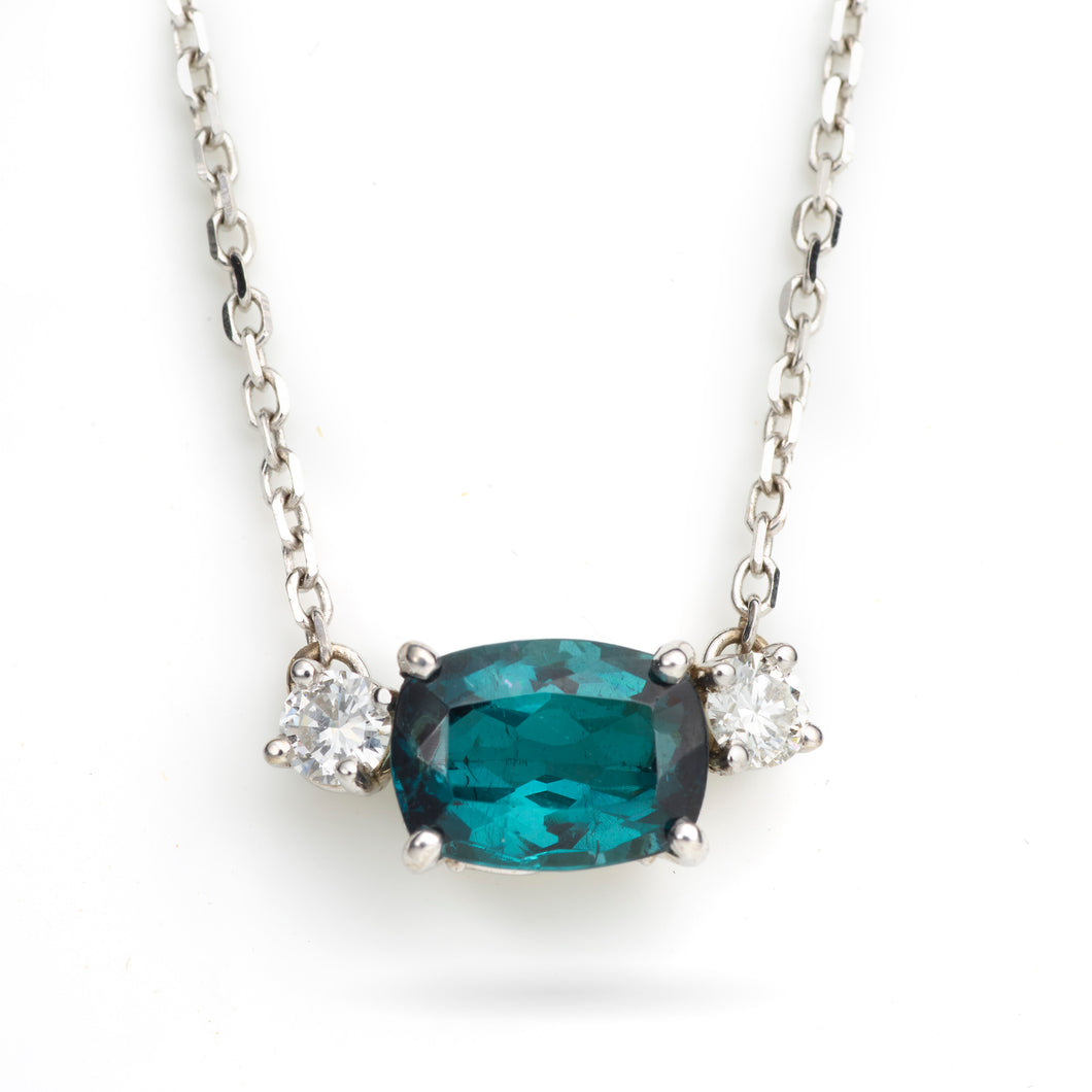 Green Tourmaline and Diamond Necklace 