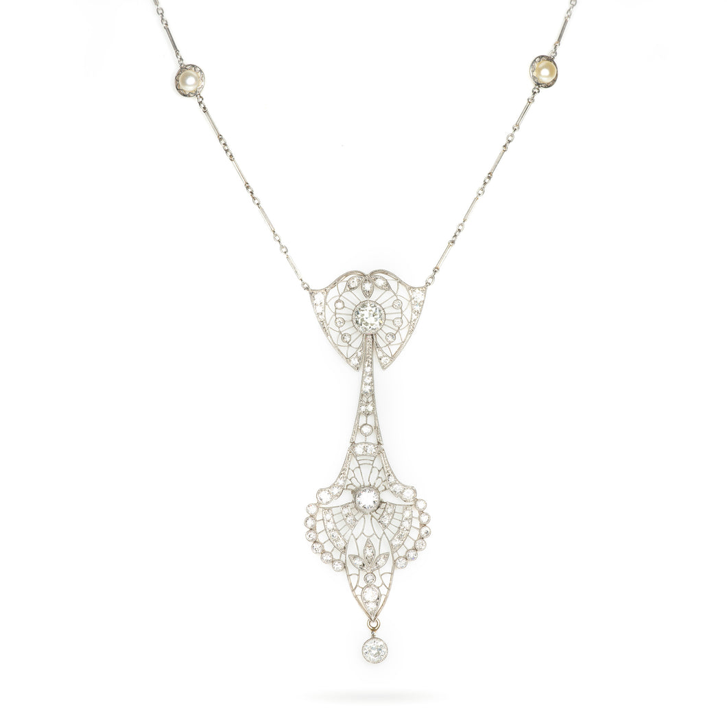 Delicate Vintage Diamond Necklace with Pendant