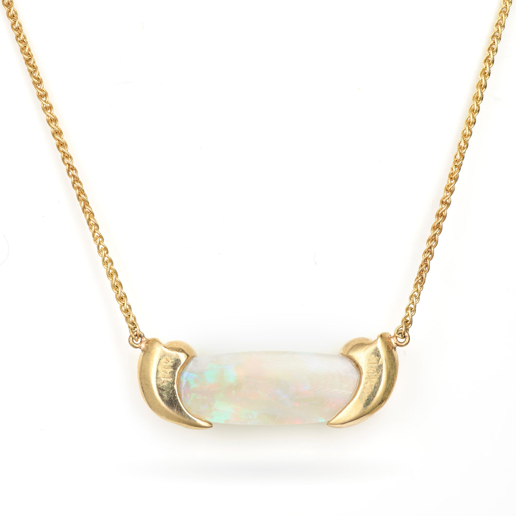 Custom-Made Australian Opal Pendant in 14k Yellow Gold