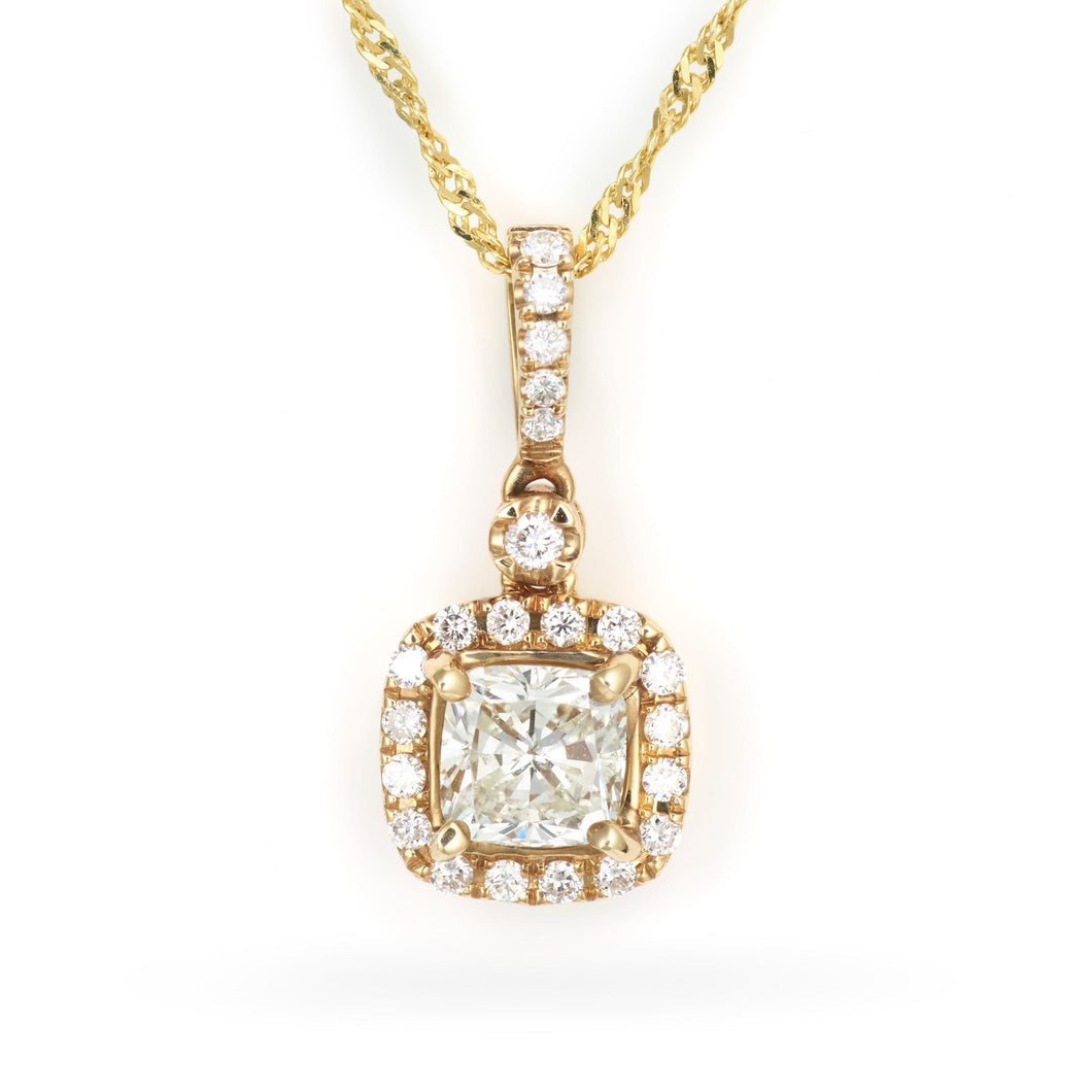 Diamond Halo Pendant Necklace Made in 14k Yellow Gold