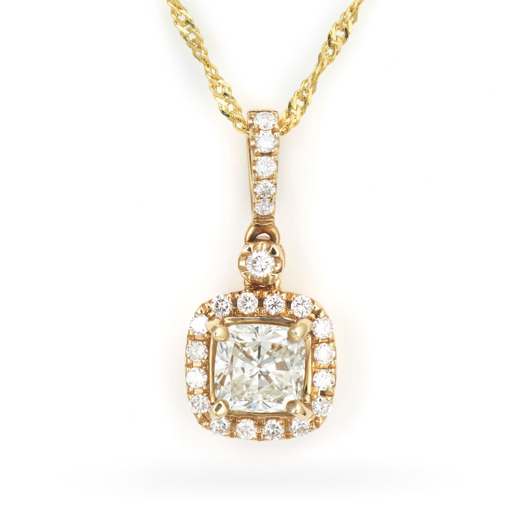 Diamond Halo Pendant Necklace Made in 14k Yellow Gold