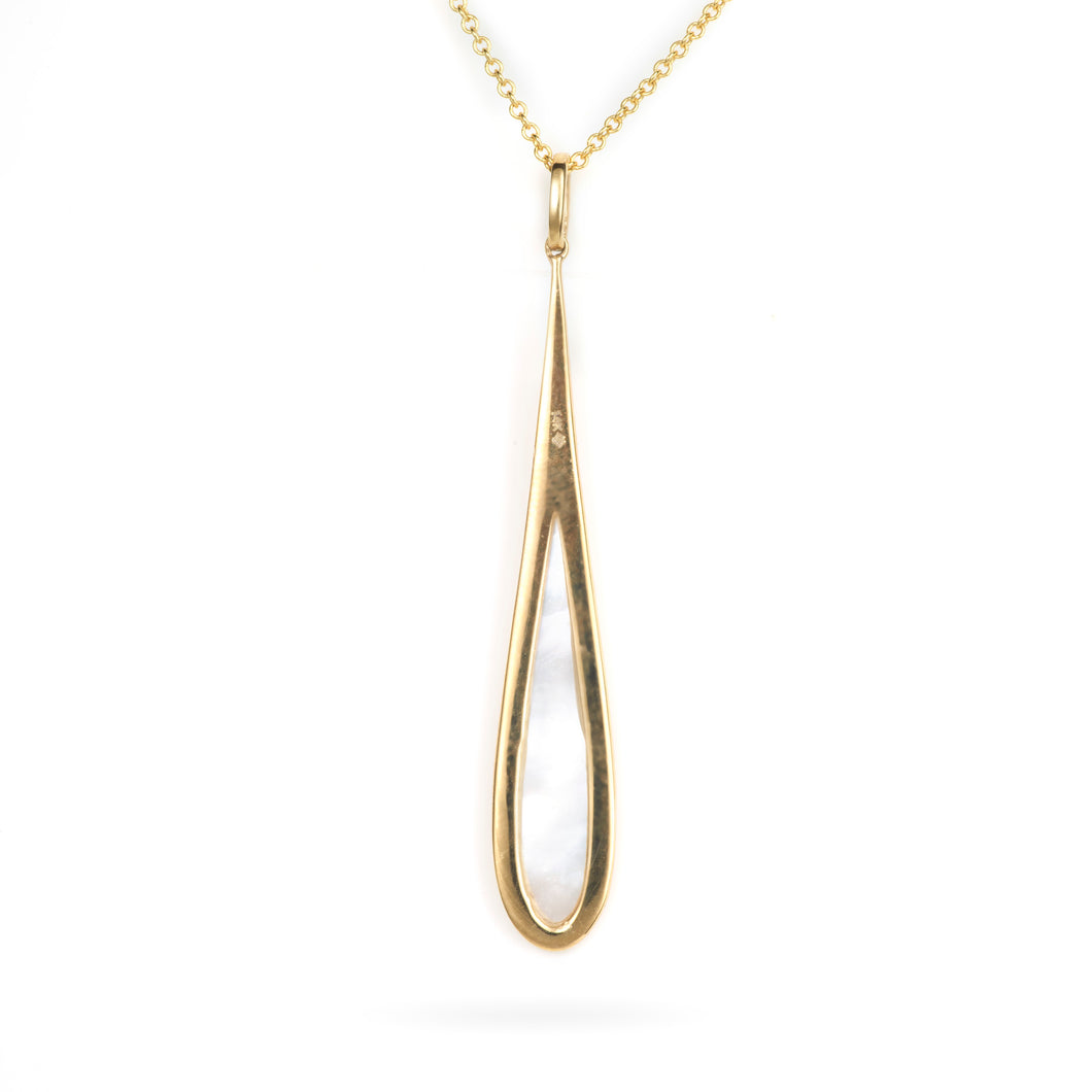 Pearl Teardrop Pendant Necklace with Diamonds in 14k Yellow Gold