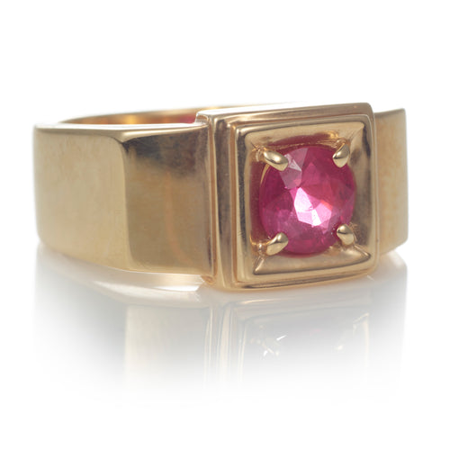 Rose Gold Key Cut Pink Sapphire and Trillion Ring