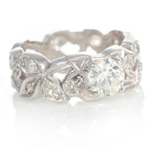 Load image into Gallery viewer, Vintage Estate Diamond Ring with Floral Design in Platinum
