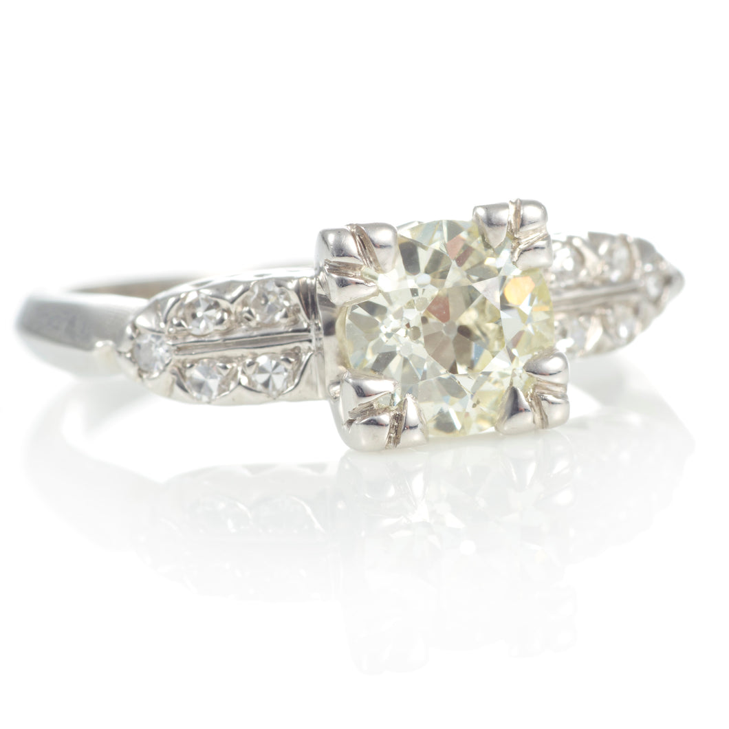Classic Estate Low-Profile Diamond Engagement Ring in Platinum
