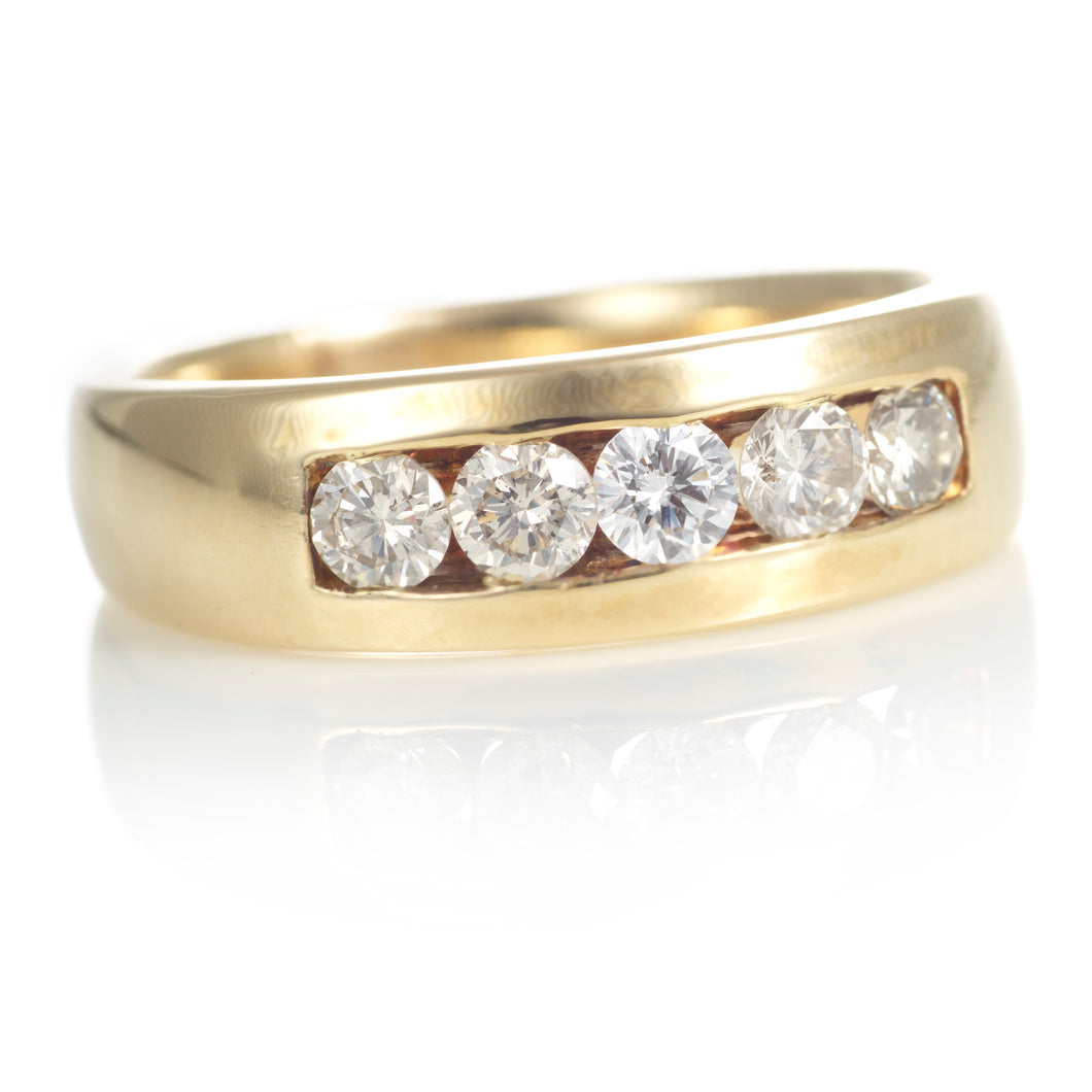 Men's 14k Yellow Gold Channel Set Diamond Band Ring
