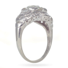 Load image into Gallery viewer, Vintage Platinum Oval Diamond Ring with Accent Diamonds and Filigree
