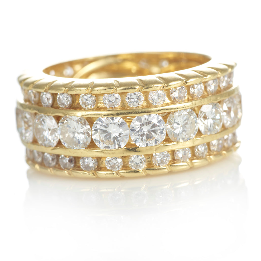 Custom-Made 18k Yellow Gold Stacking Channel Set Diamond Eternity Band