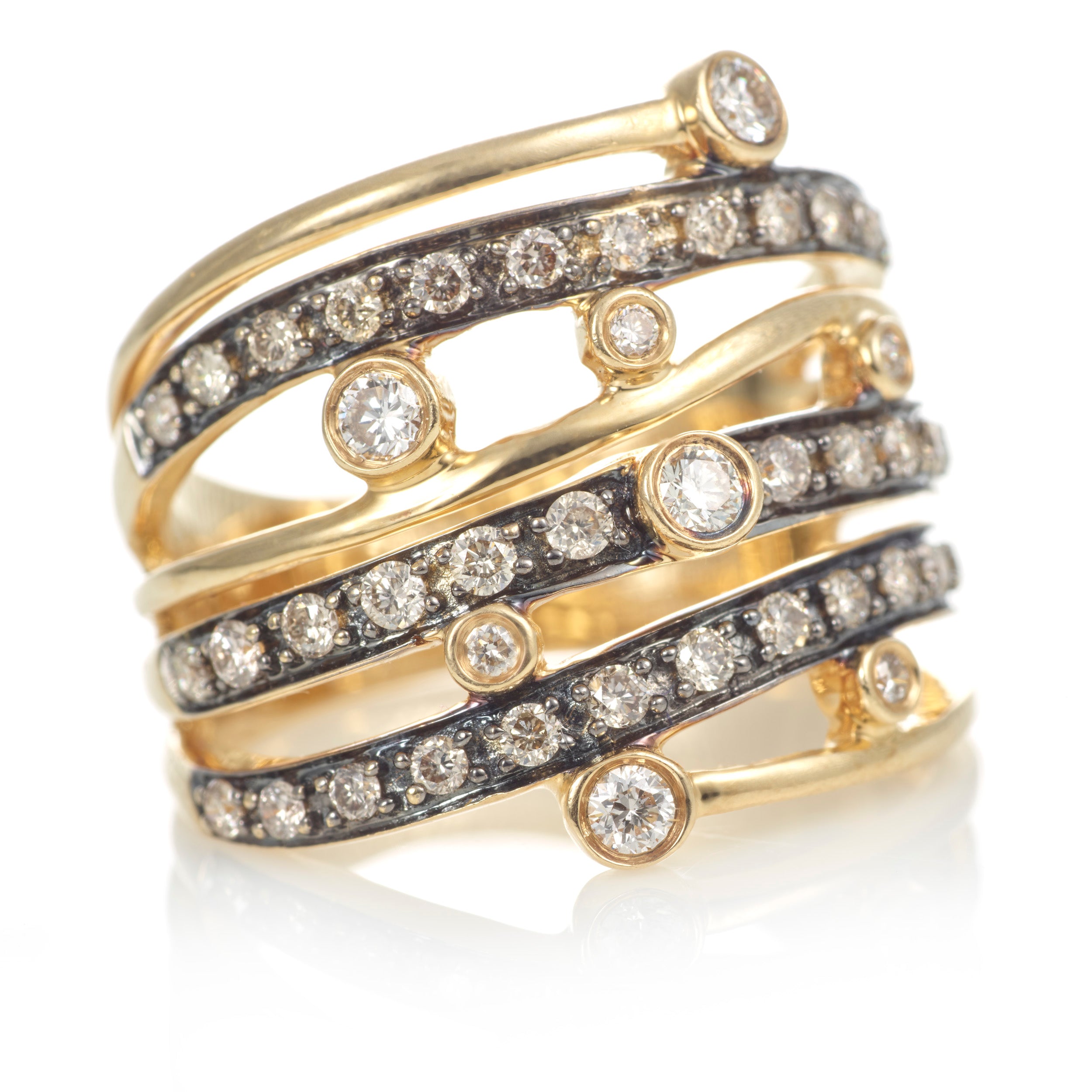 Le Vian Champagne Diamond Fashion Ring with Black Rhodium and 14K Yellow Gold