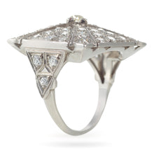 Load image into Gallery viewer, Square Shaped Vintage Old European Cut Cocktail Ring in Platinum
