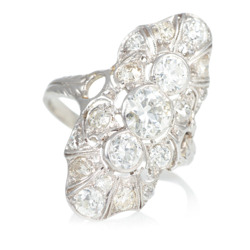  Elongated Bezel Set Diamond Ring