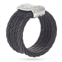 Load image into Gallery viewer, Custom-Made Sterling Silver Corded and 18k White Gold Ring with Diamonds
