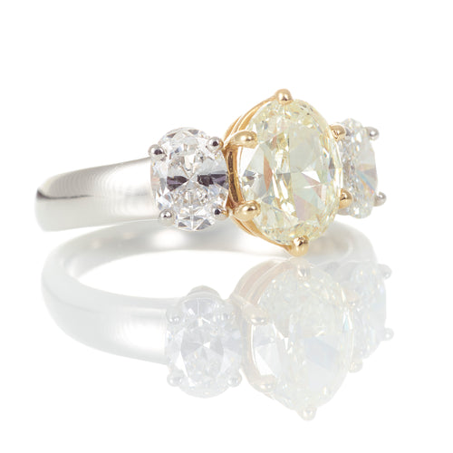 Platinum 3-Stone Oval Diamond Engagement Ring