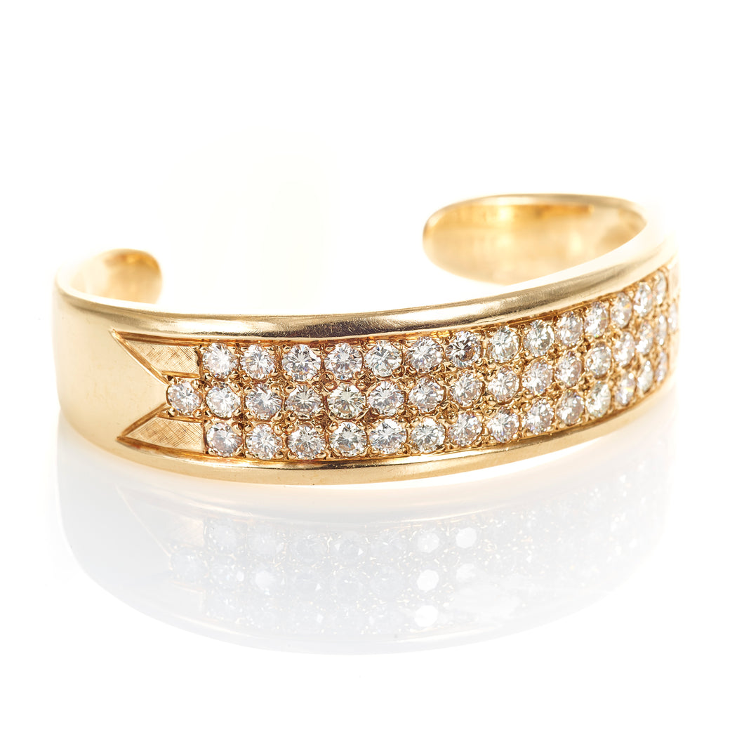 Vintage Diamond Bracelet Cuff in Yellow Gold