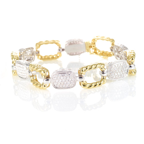 Yellow and White Gold Pave Diamond Bracelet
