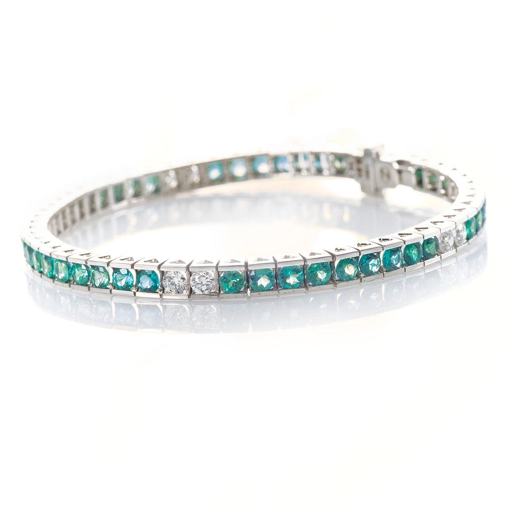 Alexandrite and Diamond Tennis Bracelet in White Gold