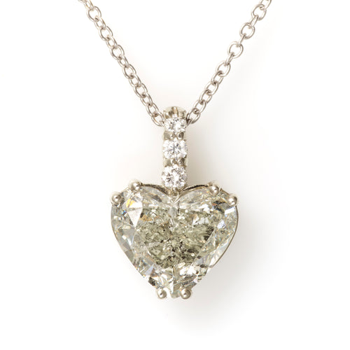 Heart Shape Diamond Pendant in 14K White Gold