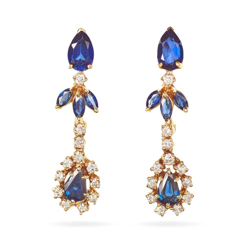 Blue Sapphire Dangle Statement Earrings