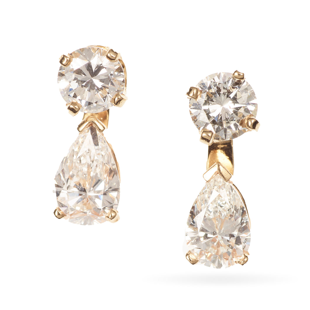 Round and Pear Diamond Earrings