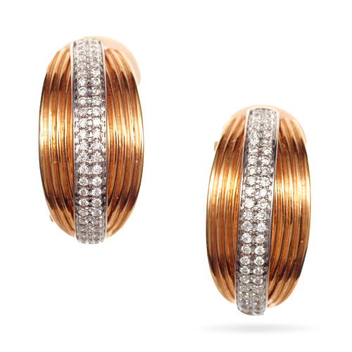 Vintage 18k Rose Gold Diamond Post Back Earrings