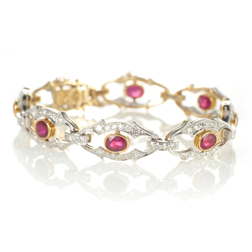 Platinum Ruby and Diamond Bracelet