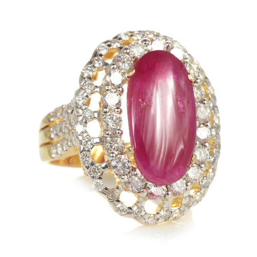 Double Halo Diamond Ruby Ring