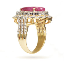 Load image into Gallery viewer, Vintage 18k Yellow Gold Double Halo Diamond Ruby Ring

