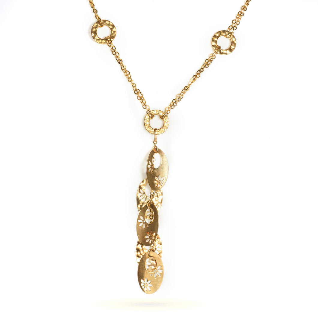 Y Necklace with Pendant in 14k Yellow Gold