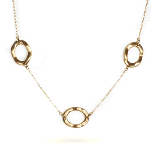 4k Yellow Gold Satin and Diamond Necklace