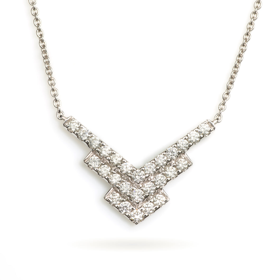 Diamond Chevron Necklace 14k White Gold