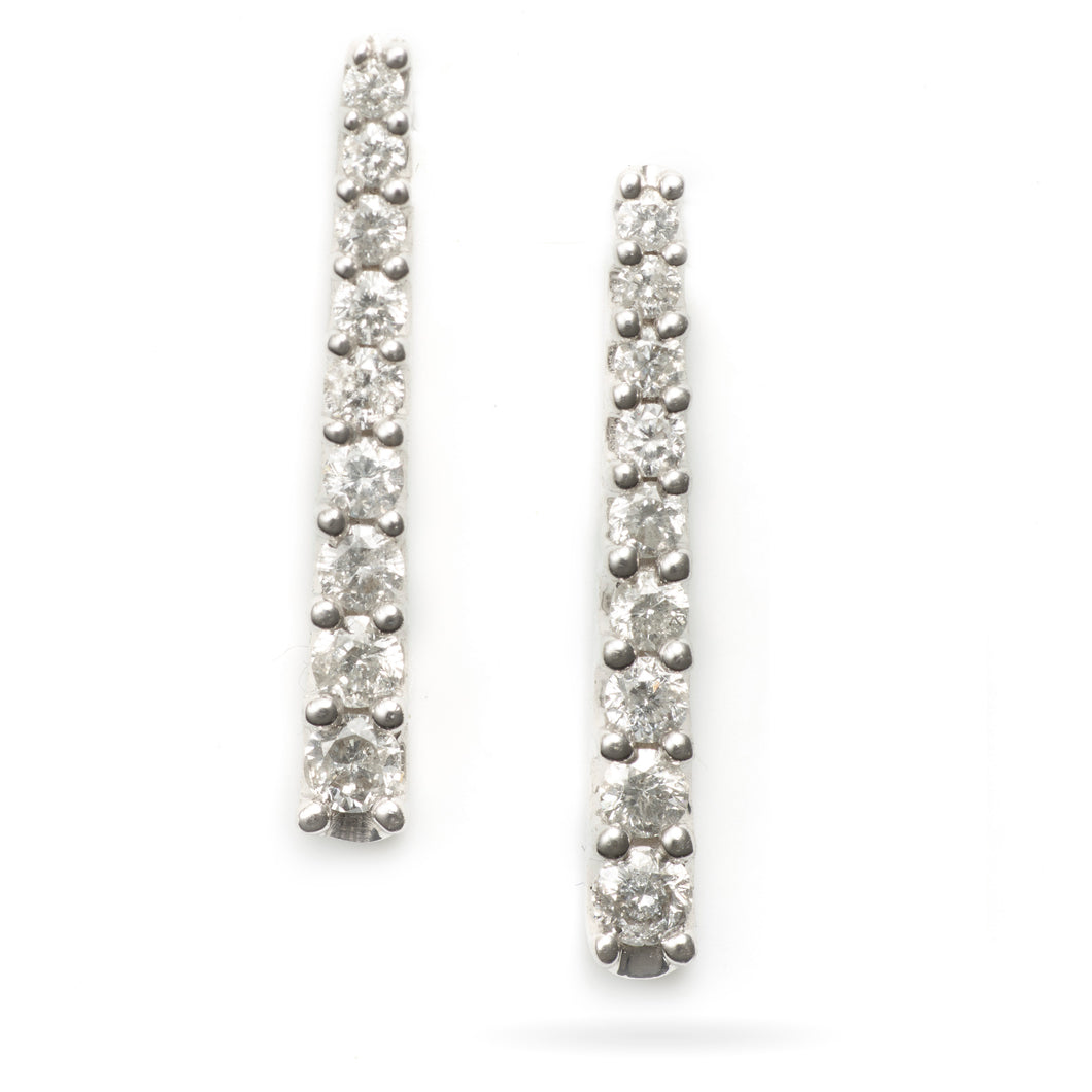 White Gold Graduated Diamond Post Earrings