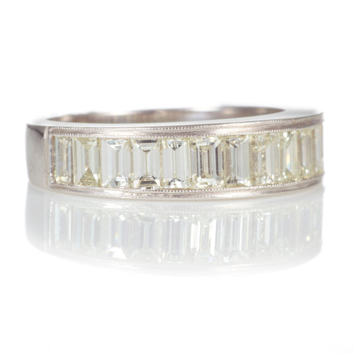 Emerald Cut and Princess Cut Diamond Ring in 18k White Gold