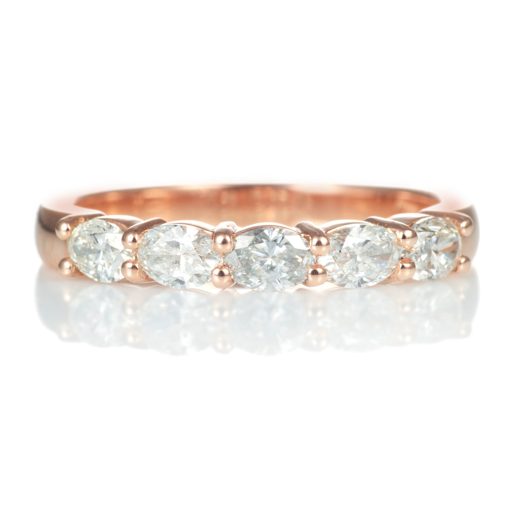 5-Stone Oval Diamond Band Ring in 14k Rose Gold