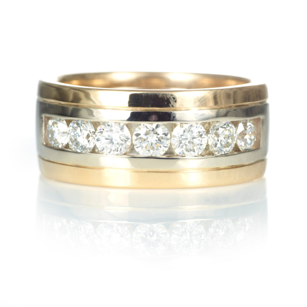 Custom-Made Men's Two-Tone Diamond Ring in 14k Gold