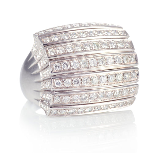 18k White Gold 7-Row Diamond Cocktail Ring