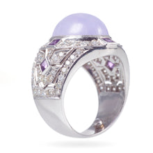 Load image into Gallery viewer, Lavender Jade Diamond and Amethyst Ring in 18k White Gold
