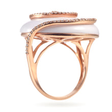 Load image into Gallery viewer, 14k Rose Gold Swirl Diamonds and White Ceramic Ring
