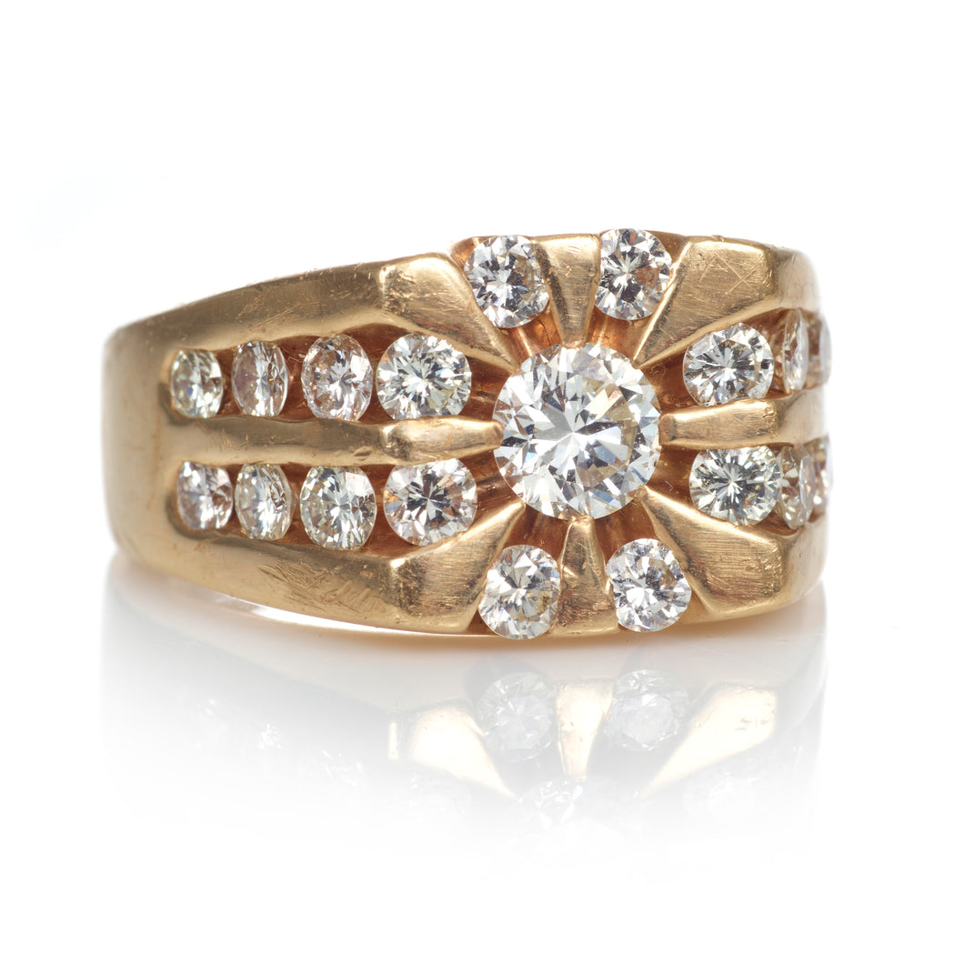Estate Men's 2-Carat Diamond Ring in 14k Yellow Gold