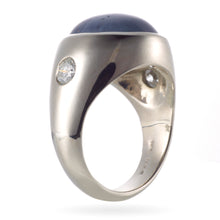 Load image into Gallery viewer, Men&#39;s 14k White Gold Star Sapphire and Diamond Ring
