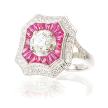 Load image into Gallery viewer, Estate Diamond and Ruby Ring in 18k White Gold
