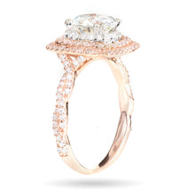 Load image into Gallery viewer, Custom-Made 14k Rose Gold Double Halo Diamond Ring
