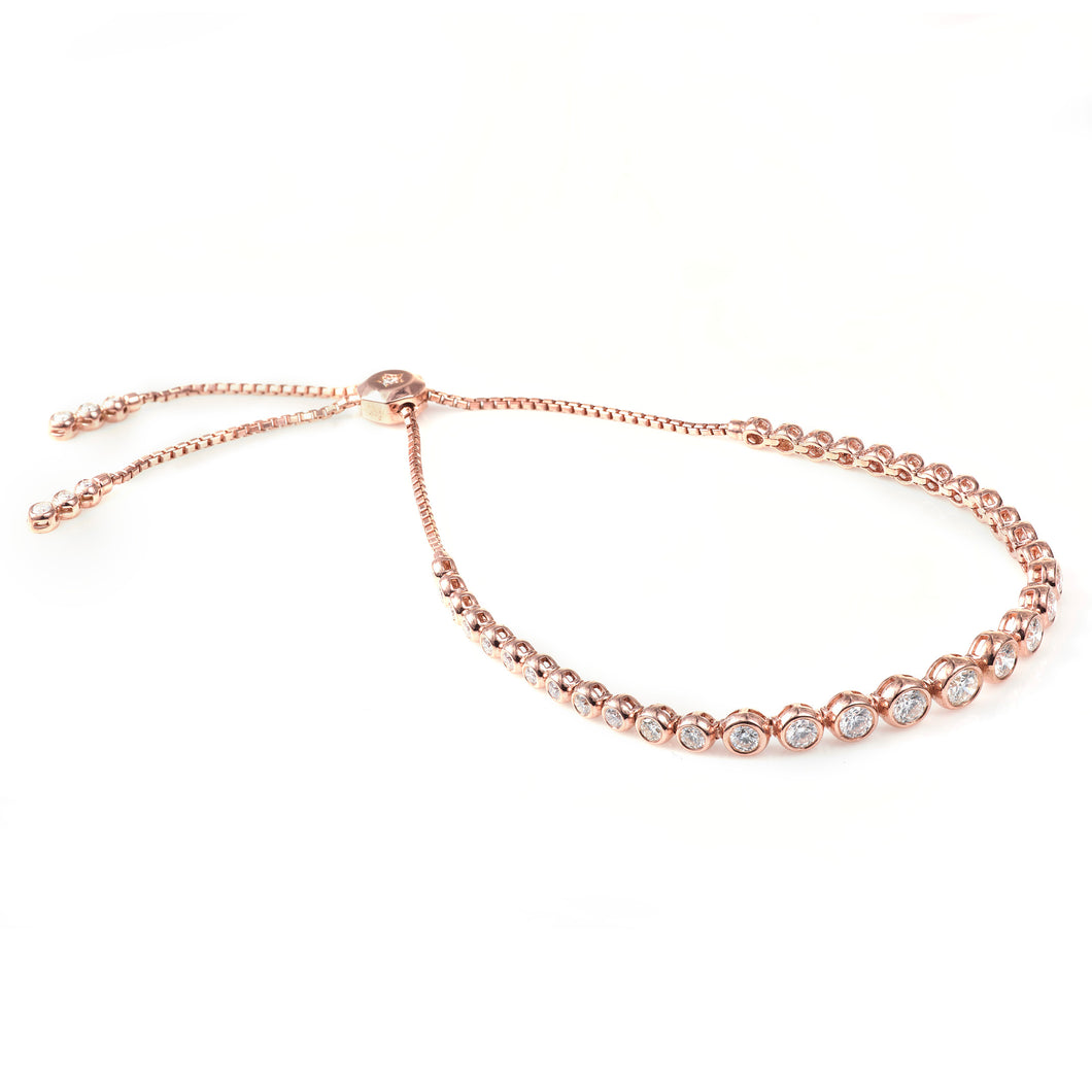 Custom-Made 14k Rose Gold Bezel Graduated Diamond Bracelet