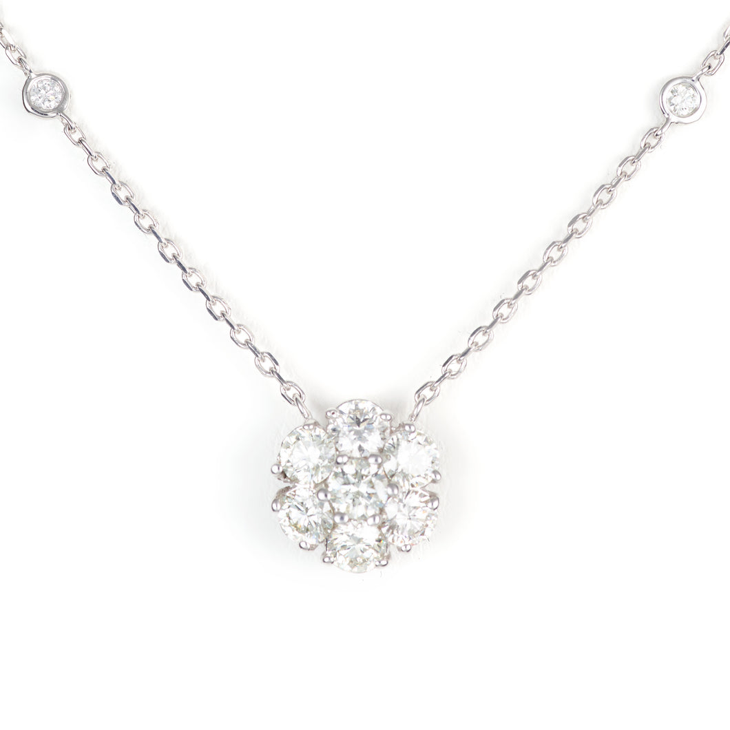 Custom-Made Diamond Necklace in 14k White Gold
