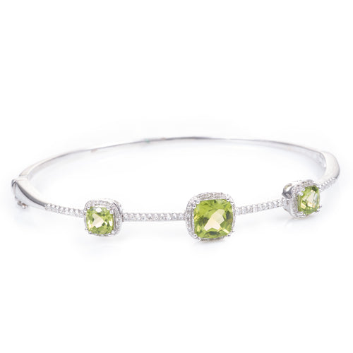 14k White Gold Peridot and Diamond Bracelet