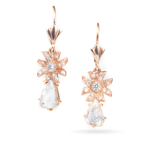 Made European Dangle Slice Diamond Earrings