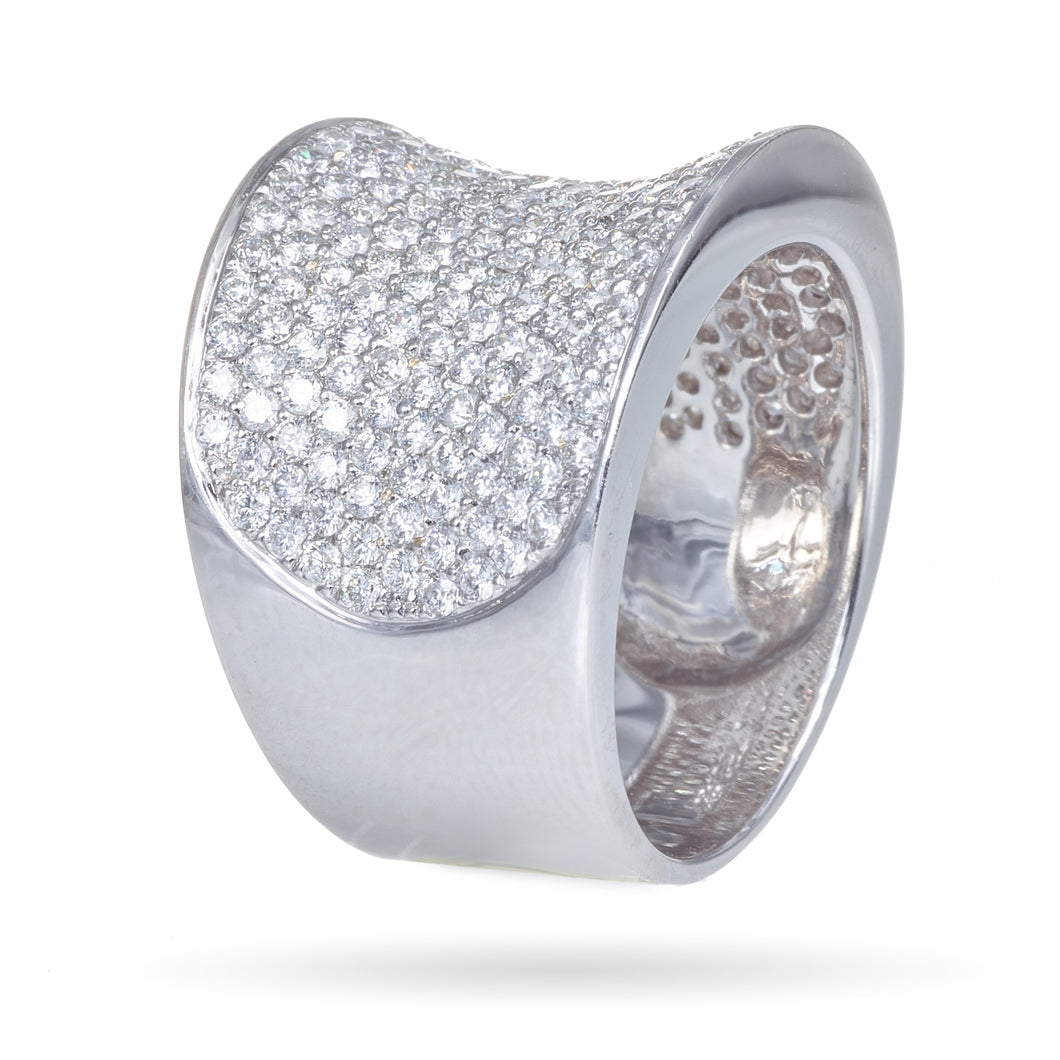 Custom-Made 18k White Gold Round Pave Set Ring