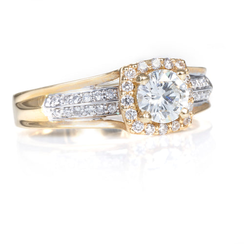 14k Yellow & White Gold Diamond Halo Ring