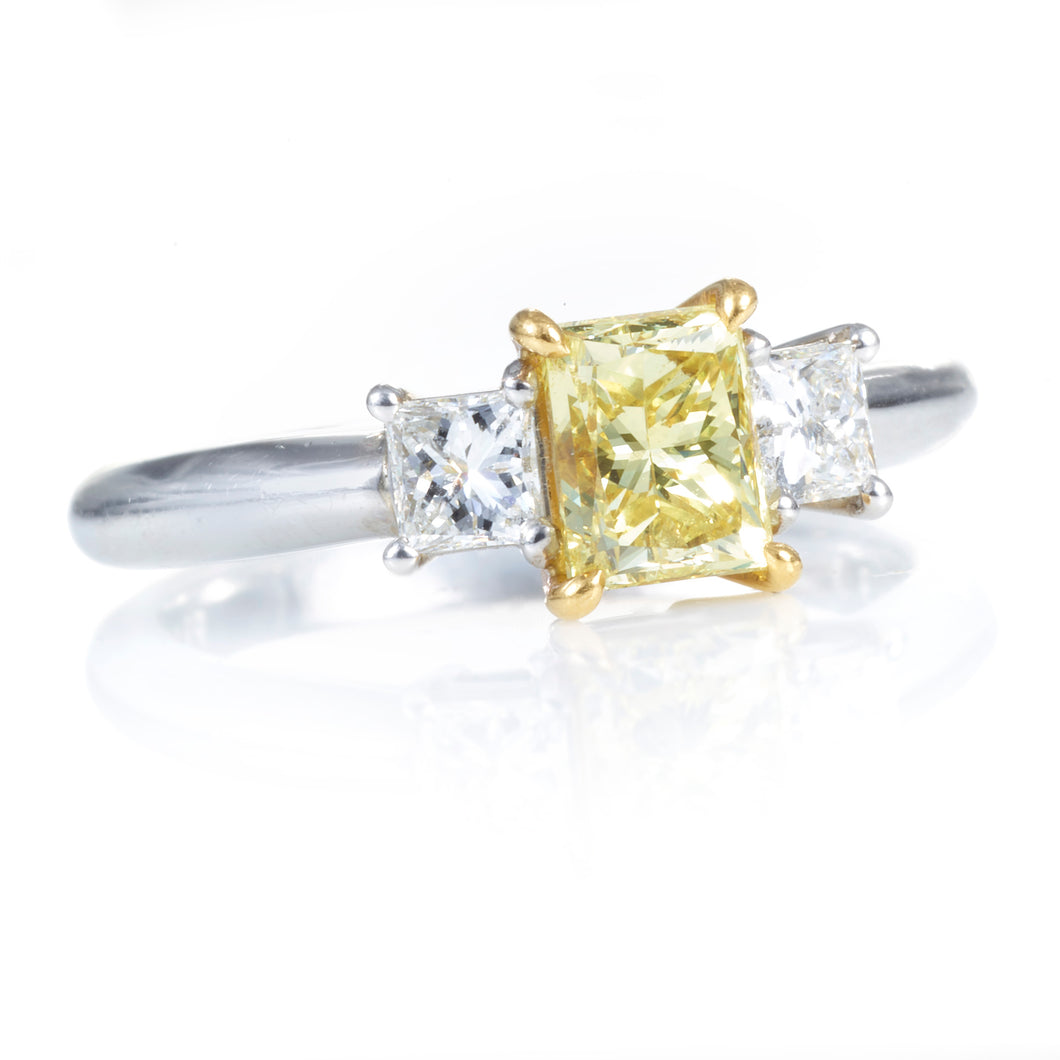 Yellow Diamond Ring in Platinum