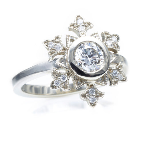 White Gold Diamond Snowflake Ring